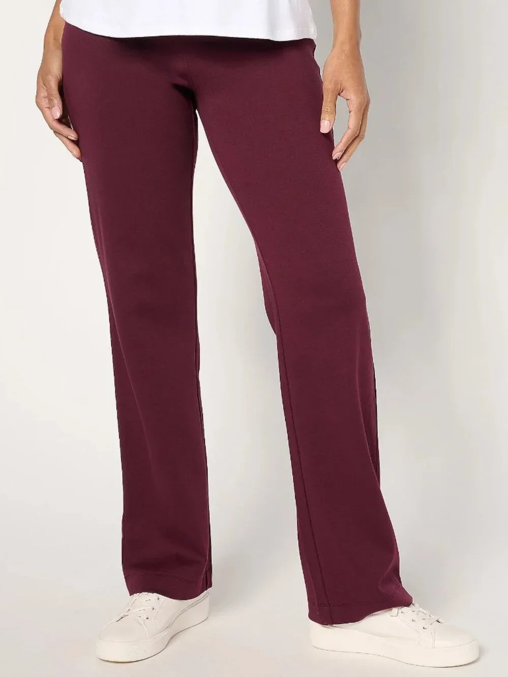 Isaac Mizrahi Petite Essentials Pima Flex Straight, Burgundy Sz 5XP a65745